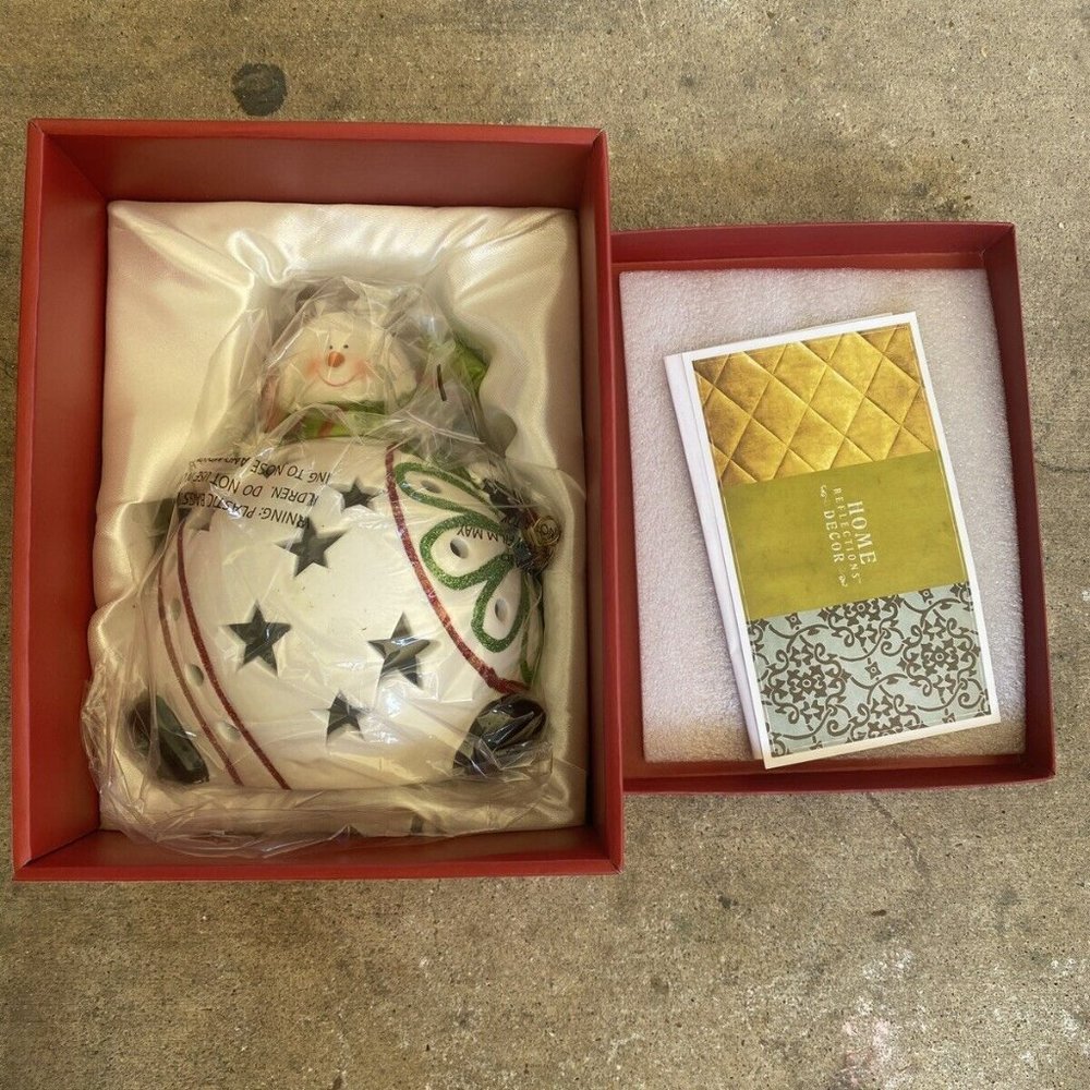 NIB Christmas Home Reflections QVC Luminary with Flameless Candle Timer Snowman